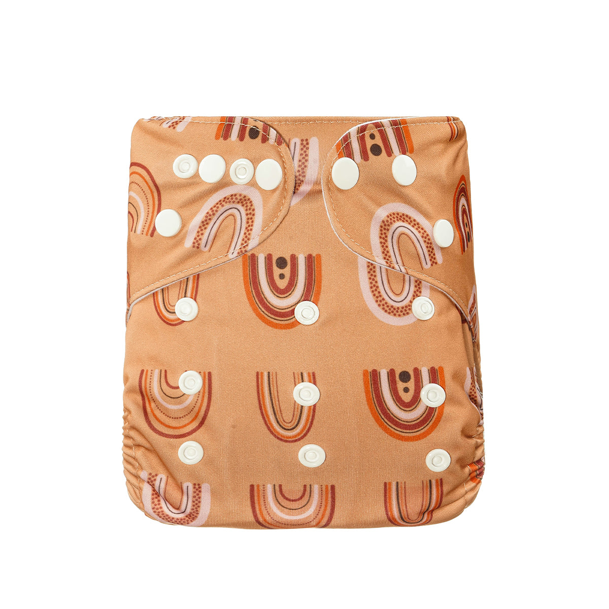 Caramel orange with raibow patterns